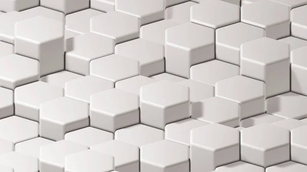 Witte Zeshoeken Geometrische Achtergrond Abstracte Witte Grijze Vormen Stapels Render — Stockfoto