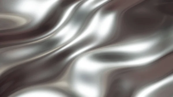 Silver Krom Metall Konsistens Med Vågor Flytande Silver Metalliskt Silke — Stockfoto
