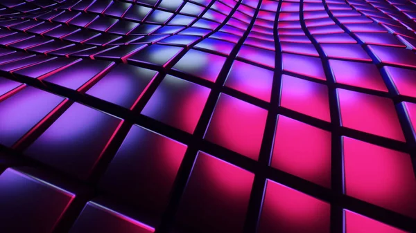 Abstract Purple Background Squares Pattern Waves Technology Field Cubes Neon — Fotografia de Stock