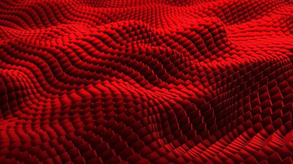 Fondo Metálico Rojo Ondas Mosaico Formas Cuadradas Tecnología Abstracta Telón — Foto de Stock