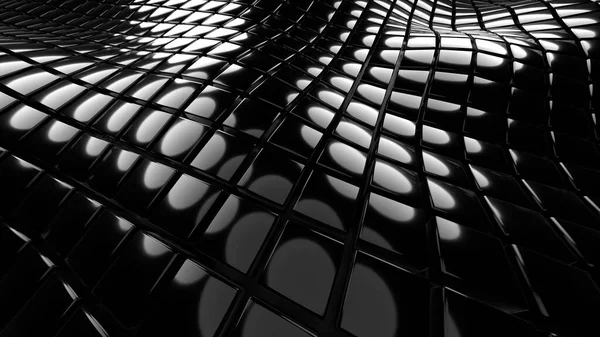 Фон Чорними Кубиками Хвиль Поле Абстрактний Технологічний Дизайн Фантастичне Море — стокове фото