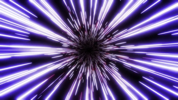 Luci Neon Sfondo Astratte Concetto Velocità Cosmica Tunnel Iperspaziale Dinamico — Foto Stock