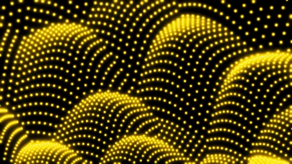 背景3Dと黄色のライトフィールド 抽象的な技術デザイン ネオン輝くドットの幻想的な海黒のハーフトーンパターン 3Dレンダリングイラストの背景 — ストック写真