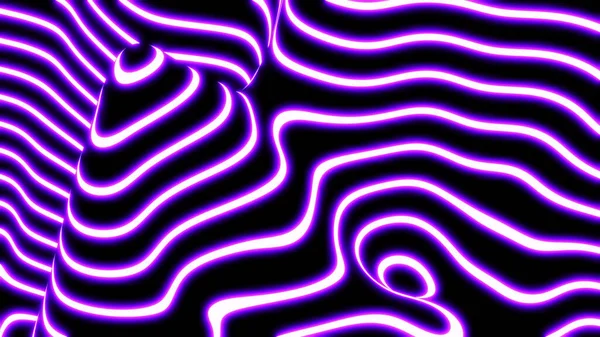 Abstract Neon Glowing Background Purple Fantasy Lines Black Striped Modern — Fotografia de Stock