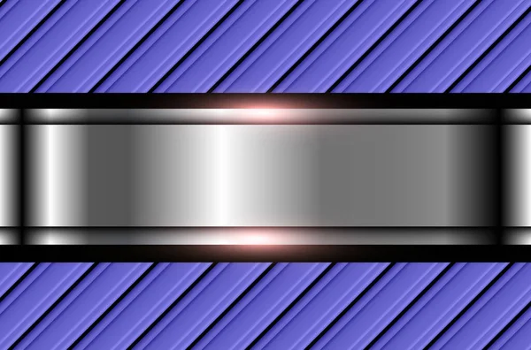 Argent Fond Métallique Sur Motif Rayé Violet Illustration Vectorielle Technologie — Image vectorielle