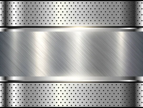 Silver Metal Background Stainless Steel Metallic Texture Brushed Metal Banner — ストックベクタ