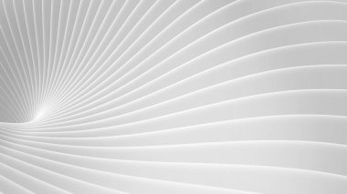 3D çizgili desenli soyut beyaz arkaplan, ilginç mimari minimal gri arkaplan 3D resimleme.