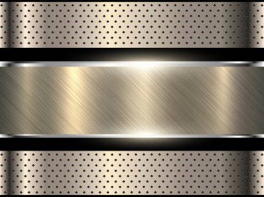 Gümüş metal zemin, paslanmaz metal desen fırçalanmış metal afiş, vektör illüstrasyon.