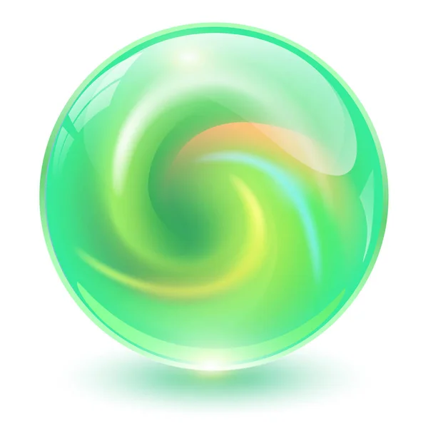 3Dクリスタル 抽象的な螺旋状のガラス球 興味深い大理石のボール — ストックベクタ