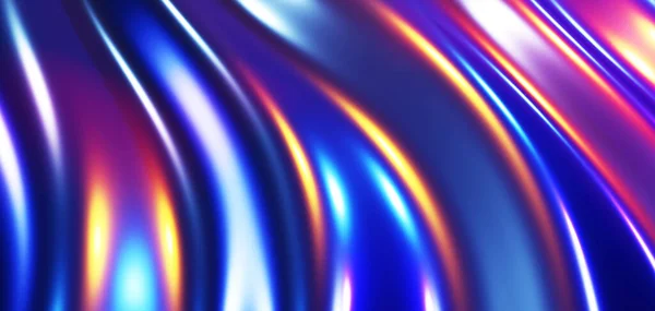 Полосатый Неоновые Огни Фона Абстрактный Фиолетовый Синий Жидкий Металл Волнистый — стоковое фото