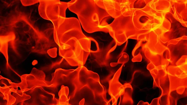 炎の質感の背景 黒で隔離された現実的な抽象的なオレンジ色の炎のパターン 3D輝く炎のレンダリングイラスト — ストック写真