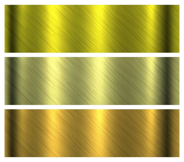 Gold Gebürstetem Metall Texturen Gesetzt Glänzende Metallische Muster Industrielle Und — Stockvektor