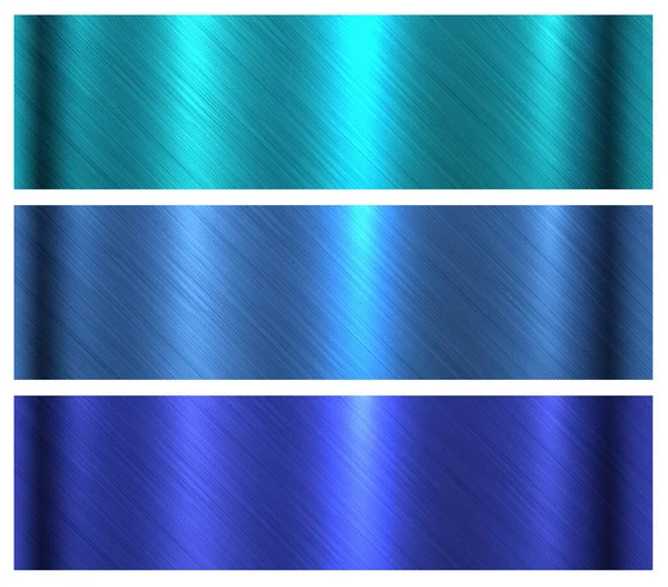 Kék Ecset Fém Textúrák Készlet Fényes Fémes Minta Ipari Technológiai — Stock Vector