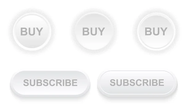 Suscribirse Comprar Botones Con Patrón Medio Tono Alrededor Gris Blanco — Archivo Imágenes Vectoriales