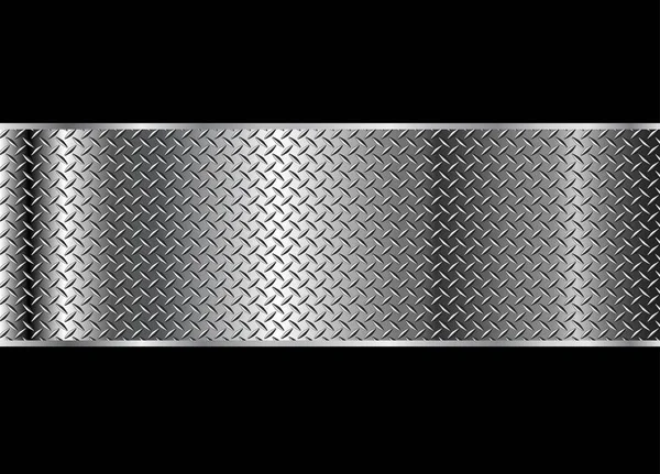 Silver Black Metallic Background Shiny Lustrous Metal Banner Diamond Plate — Stock Vector