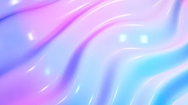 Abstract background 3D, shiny plastic waves with purple blue  textures and lights  interesting lustrous liquid wavy texture, 3D render illustration.