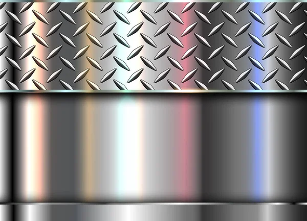 Silber Polierter Stahl Textur Hintergrund Glänzendes Chrom Metallic Mit Diamantplatte — Stockvektor