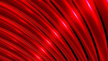 Kırmızı metalik arkaplan, parlak çizgili 3D metal soyut arkaplan, teknoloji parıltılı 3D çizim çizimi.
