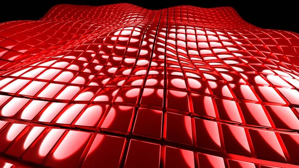 Fond Avec Champ Ondes Cubes Rouges Conception Technologie Abstraite Mer — Photo