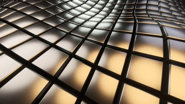 Gold Background Squares Pattern Waves Abstract Technology Field Cubes Fantastic — Zdjęcie stockowe