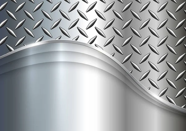 Gümüş Metalik Arka Plan Pırlanta Plaka Teknoloji Desenli Parlak Parlak — Stok Vektör
