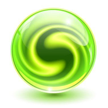 3d kristal, içinde soyut spiral şekilli cam küre, ilginç mermer top.