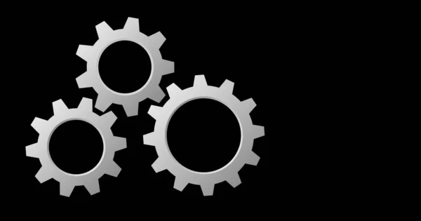 Silver Gears Cogs Black Cooperation Concept Technology Background Copy Space — 图库矢量图片