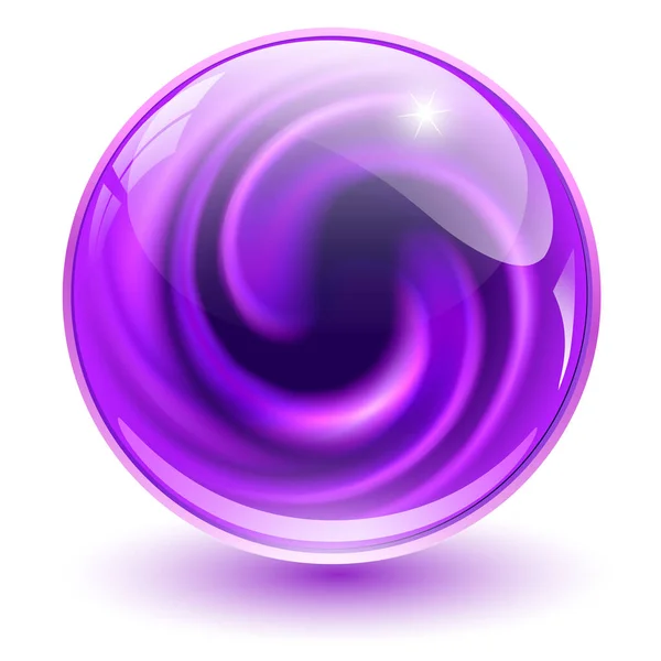 Crystal Sphere Purple Glass Ball Abstract Spiral Marble Shape Vector — Stock Vector