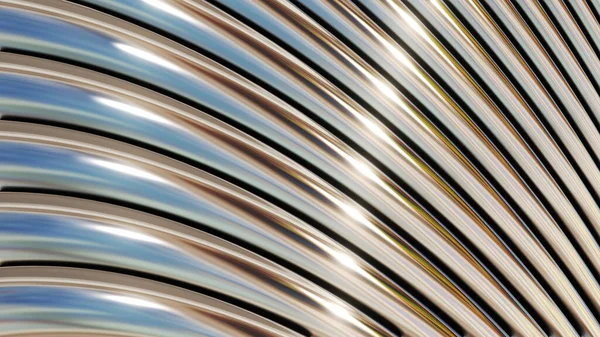 Gümüş Metalik Arka Plan Parlak Krom Çizgili Boyutlu Metal Soyut — Stok fotoğraf