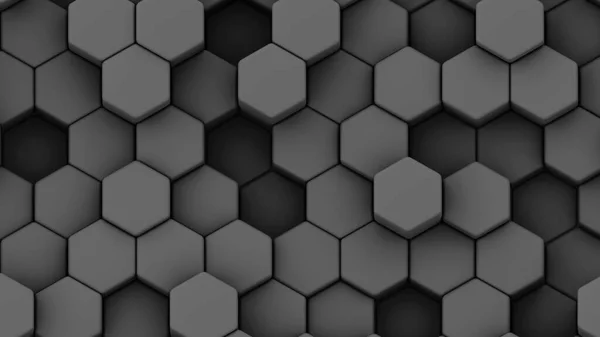 Abstract Geometric Background Blak Hexagons Shapes Honeycomb Pattern Render Illustration — Foto Stock