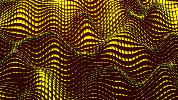 Abstract Wavy Background Distorted Gold Square Shapes Mosaic Technology Abstract — стоковое фото