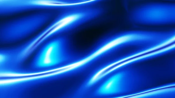 Blue Waves Background Liquid Metallic Wavy Wallpaper Design Silk Soft — Foto Stock