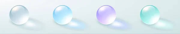 Glass Transparent Spheres Set Multicolored Shiny Balls Shadows Vector Illustration — ストックベクタ