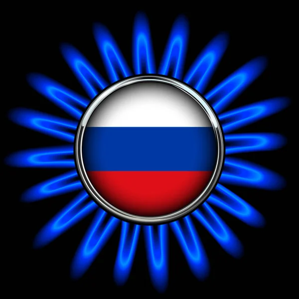 Icon Russian Flag Surrounded Flames Natural Gas Symbol Gas Problems — Wektor stockowy