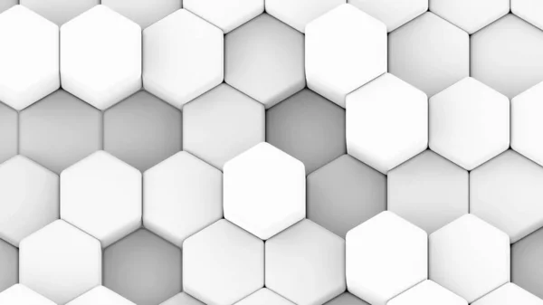 Abstract Geometric Background White Grey Hexagons Shapes Honeycomb Pattern Render — Fotografia de Stock