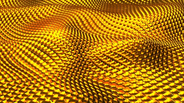Gold Metallic Background Waves Square Golden Metal Shapes Mosaic Technology — ストック写真