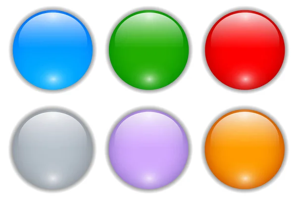 Shiny Multicolored Buttons Collection Glossy Circle Icons Vector Illustration Set — Stock Vector