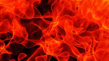 Fire flames texture background, realistic abstract orange flames pattern isolated on black,  glowing fiery flame 3D render illustration.