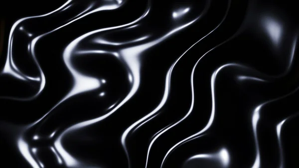Black Metal Texture Waves Liquid Dark Metallic Silk Wavy Pattern — Stock Photo, Image