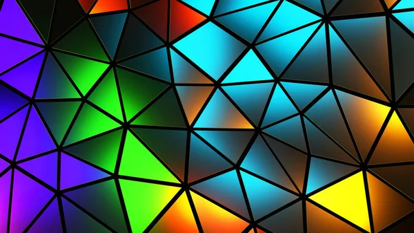 Abstract Colorful Mosaic Background Multicolored Polygons Black Trangle Shapes Stained — Foto de Stock