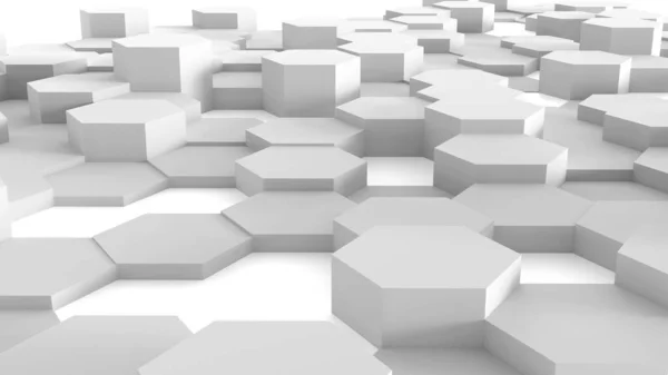 Abstrato Fundo Geométrico Branco Cinzento Hexágonos Formas Honeycomb Padrão Renderizar — Fotografia de Stock
