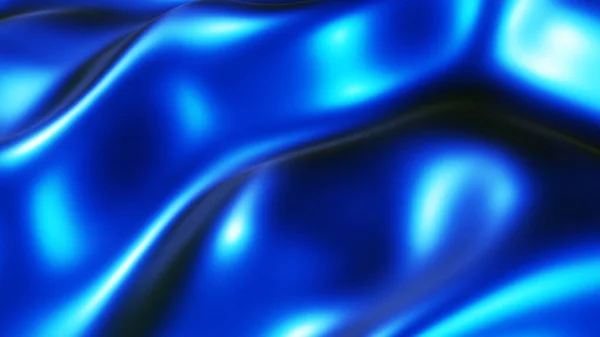 Blue Waves Background Liquid Metallic Wavy Wallpaper Design Silk Soft — Stock Fotó