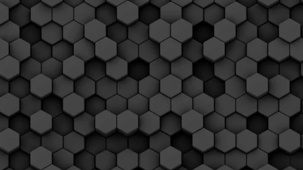 Abstract Geometric Background Blak Hexagons Shapes Honeycomb Pattern Render Illustration — 스톡 사진