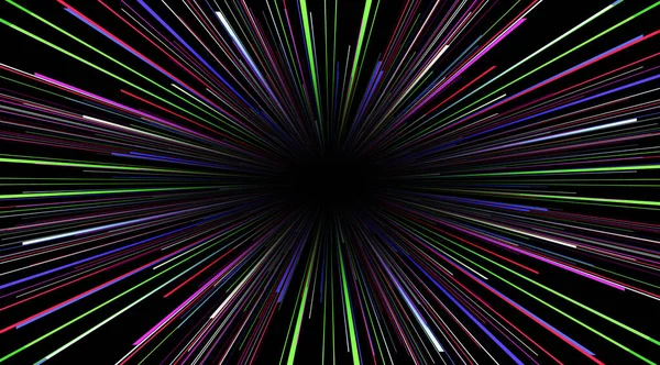 Fond Abstrait Lignes Éclatement Dynamiques Couleurs Fluo Sur Noir Concept — Image vectorielle