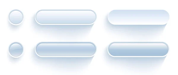 ユーザーインターフェイス用のホワイトブルーボタン モバイル ウェブ ソーシャルメディア ビジネス用のシンプルな3Dモダンなデザイン 最小限のスタイルUiアイコンセット ベクトルイラスト — ストックベクタ