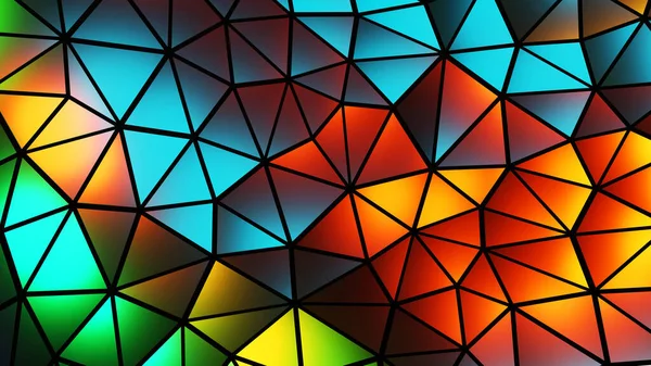 Абстрактный Красочный Мозаичный Фон Разноцветные Многоугольники Черном Треугольные Формы Витражи — стоковое фото