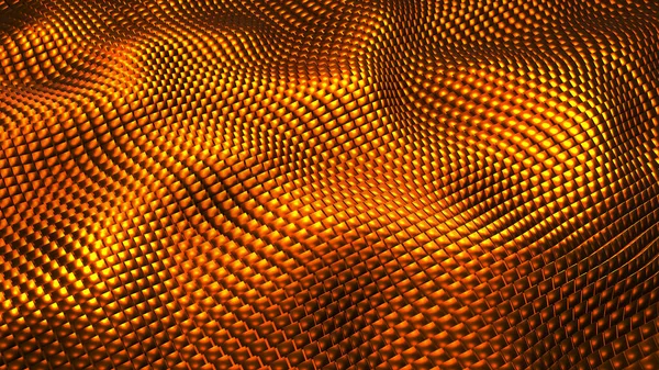 Gold Metallic Background Waves Square Golden Metal Shapes Mosaic Technology — Fotografia de Stock