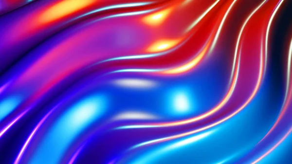 Striped Neon Lights Waves Background Abstract Purple Blue Liquid Metal — Stock Photo, Image