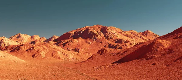 Mars Planet Landskap Återgivning Imaginära Mars Planet Terräng Orange Eroderad — Stockfoto