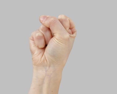 mükemmel gri arka plan üzerinde beyaz el